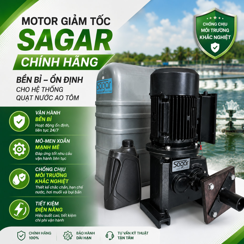 Nuôi tôm tiết kiệm điện với motor Sagar