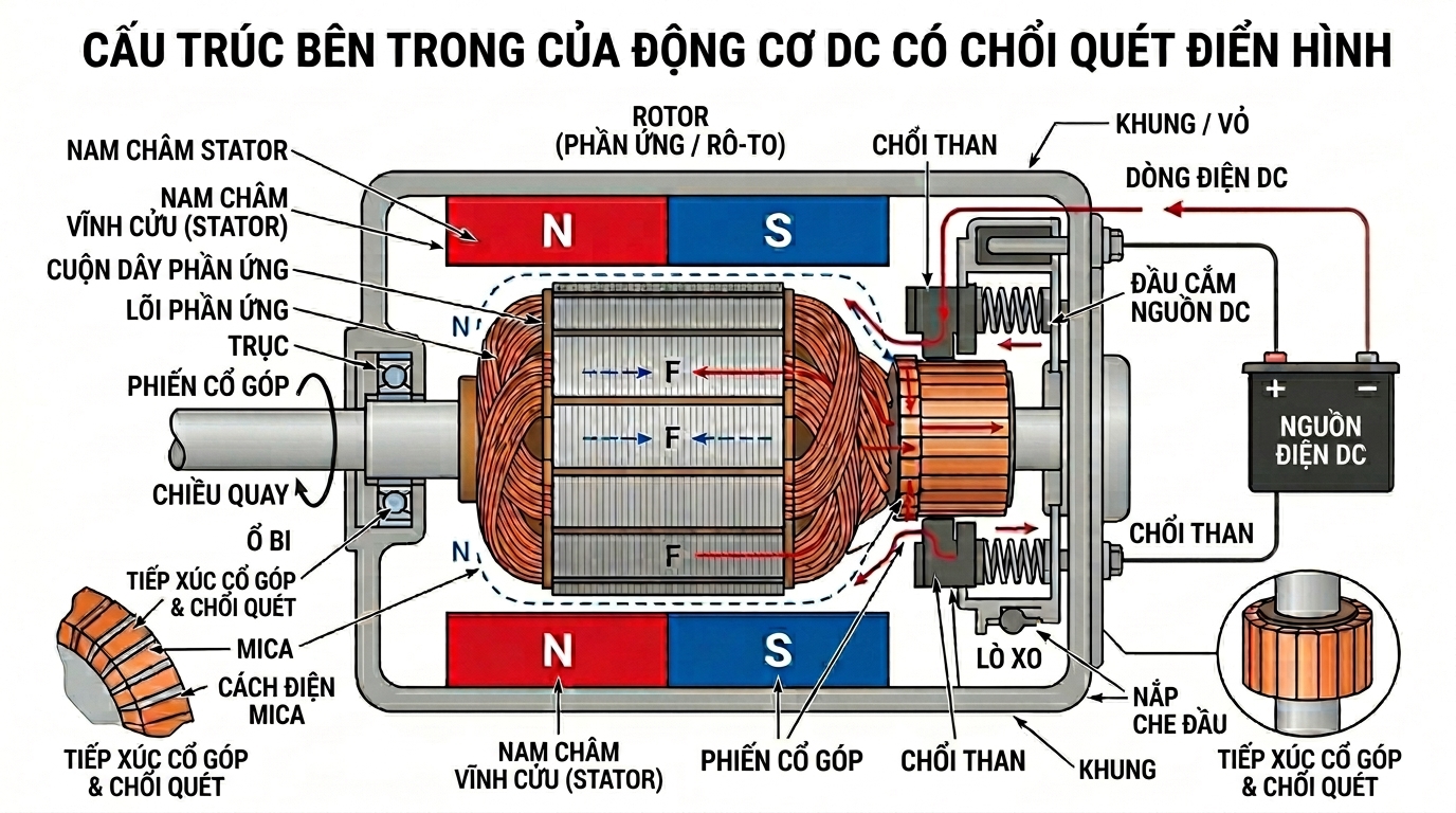 Cấu tạo động cơ DC